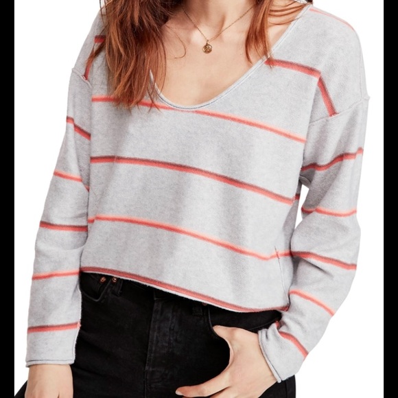 Free People Sweaters - 2/$40 NWT Free People grey stripe Sweater SZ Large